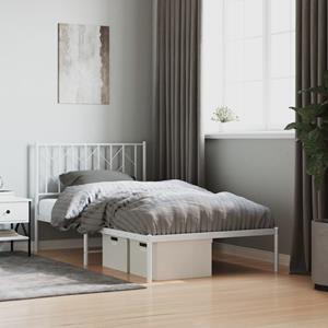 VidaXL Bedframe met hoofdbord metaal wit 100x190 cm