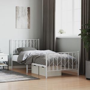 VidaXL Bedframe met hoofd- en voeteneinde metaal wit 90x190 cm