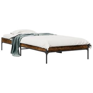 VidaXL Bedframe bewerkt hout en metaal gerookt eikenkleurig 100x200 cm