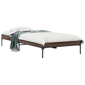 VidaXL Bedframe bewerkt hout en metaal bruin eikenkleurig 90x200 cm