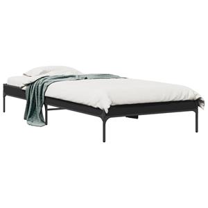 VidaXL Bedframe bewerkt hout en metaal zwart 75x190 cm