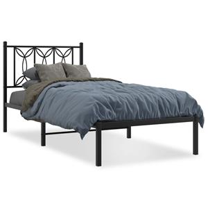 VidaXL Bedframe met hoofdbord metaal zwart 75x190 cm