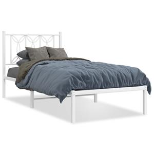 VidaXL Bedframe met hoofdbord metaal wit 75 x 190 cm