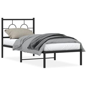 VidaXL Bedframe met hoofdbord metaal zwart 75x190 cm