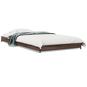 VidaXL Bedframe bewerkt hout en metaal bruin eikenkleurig 90x190 cm