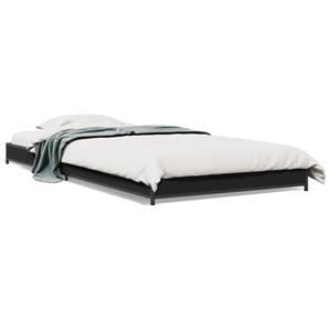 VidaXL Bedframe bewerkt hout en metaal zwart 75x190 cm