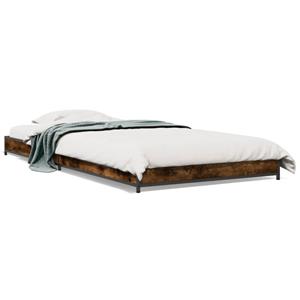 VidaXL Bedframe bewerkt hout en metaal gerookt eikenkleurig 75x190 cm