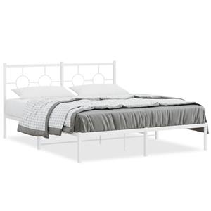 VidaXL Bedframe met hoofdbord metaal wit 160x200 cm