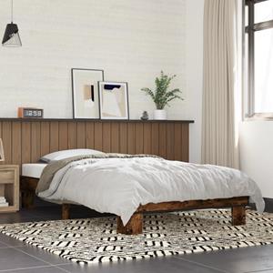 VidaXL Bedframe bewerkt hout en metaal gerookt eikenkleurig 75x190 cm