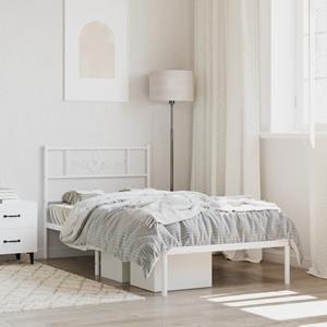 VidaXL Bedframe met hoofdbord metaal wit 75 x 190 cm