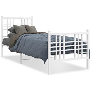 VidaXL Bedframe met hoofd- en voeteneinde metaal wit 75x190 cm