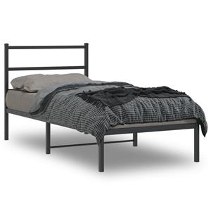 VidaXL Bedframe met hoofdbord metaal zwart 90x190 cm