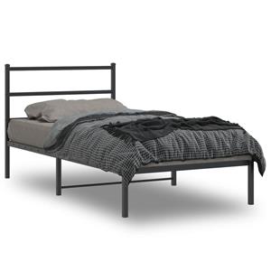 VidaXL Bedframe met hoofdbord metaal zwart 100x190 cm