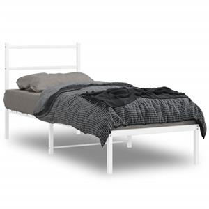VidaXL Bedframe met hoofdbord metaal wit 75 x 190 cm