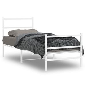 VidaXL Bedframe met hoofd- en voeteneinde metaal wit 75x190 cm