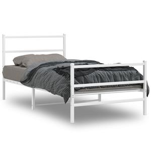 VidaXL Bedframe met hoofd- en voeteneinde metaal wit 100x190 cm