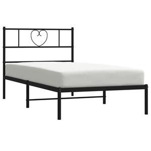 vidaXL Bedframe met hoofdbord metaal zwart 90x200 cm