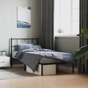 VidaXL Bedframe met hoofdbord metaal zwart 100x190 cm