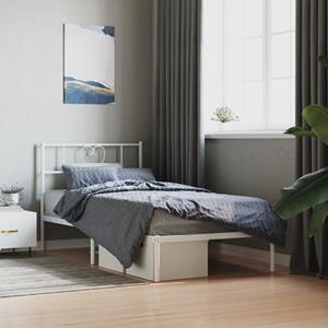 VidaXL Bedframe met hoofdbord metaal wit 75 x 190 cm
