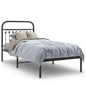 VidaXL Bedframe met hoofdbord metaal zwart 90x190 cm