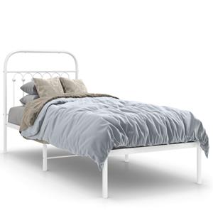 VidaXL Bedframe met hoofdbord metaal wit 75 x 190 cm