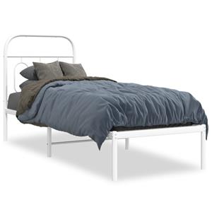 VidaXL Bedframe met hoofdbord metaal wit 75 x 190 cm