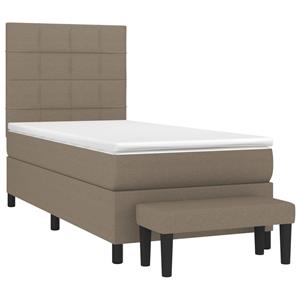 vidaXL Boxspring met matras stof taupe 80x200 cm
