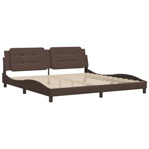 vidaXL Bedframe met hoofdbord kunstleer bruin 200x200 cm