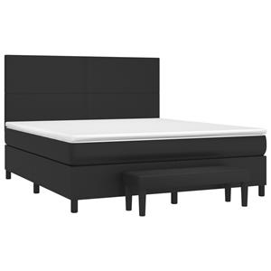 vidaXL Boxspring met matras kunstleer zwart 180x200 cm