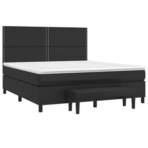vidaXL Boxspring met matras kunstleer zwart 160x200 cm