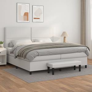 vidaXL Boxspring met matras kunstleer wit 200x200 cm