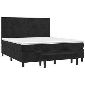 vidaXL Boxspring met matras fluweel zwart 160x200 cm