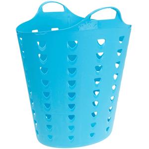 Excellent Houseware Flexibele wasmand - blauw - 60 liter - kunststof - 47 x 50 cm -