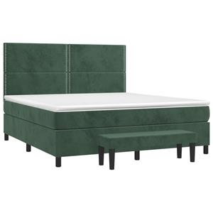 vidaXL Boxspring met matras fluweel donkergroen 180x200 cm