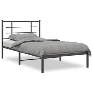 VidaXL Bedframe met hoofdbord metaal zwart 100x190 cm