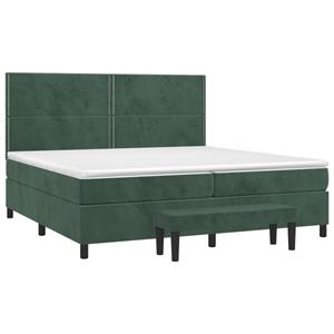 vidaXL Boxspring met matras fluweel donkergroen 200x200 cm