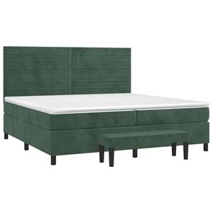 vidaXL Boxspring met matras fluweel donkergroen 200x200 cm