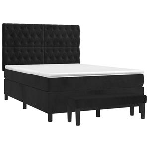 vidaXL Boxspring met matras fluweel zwart 140x200 cm