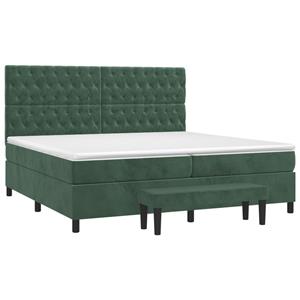 vidaXL Boxspring met matras fluweel donkergroen 200x200 cm