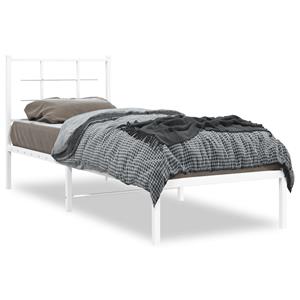 VidaXL Bedframe met hoofdbord metaal wit 75 x 190 cm