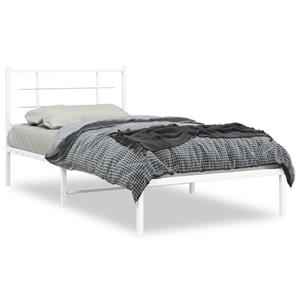 VidaXL Bedframe met hoofdbord metaal wit 107x203 cm