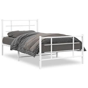 VidaXL Bedframe met hoofd- en voeteneinde metaal wit 100x190 cm