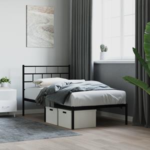 VidaXL Bedframe met hoofdbord metaal zwart 75x190 cm