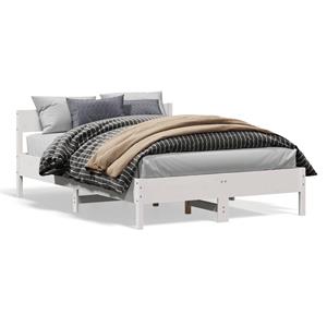 VidaXL Bedframe met hoofdbord massief grenenhout wit 140x200 cm