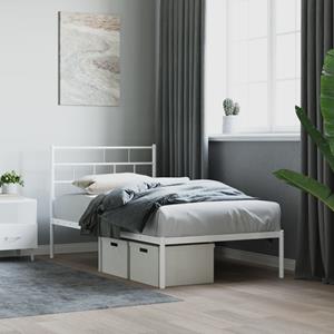 VidaXL Bedframe met hoofdbord metaal wit 107x203 cm