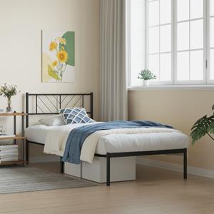 VidaXL Bedframe met hoofdbord metaal zwart 100x190 cm