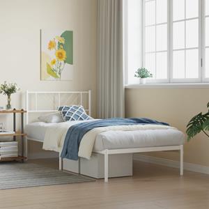 VidaXL Bedframe met hoofdbord metaal wit 80x200 cm