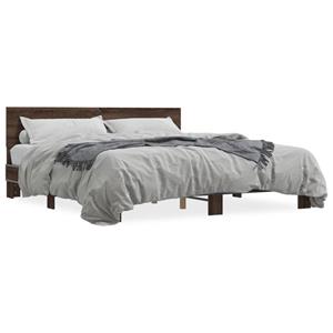 VidaXL Bedframe bewerkt hout metaal bruin eikenkleur 200x200 cm