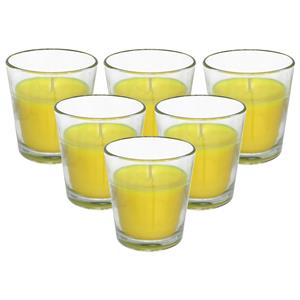 Gerimport Citronella kaars in potje - 6x - glas - 10 branduren - D7 x H7 cm -
