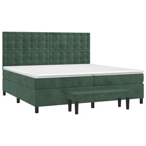vidaXL Boxspring met matras fluweel donkergroen 200x200 cm
